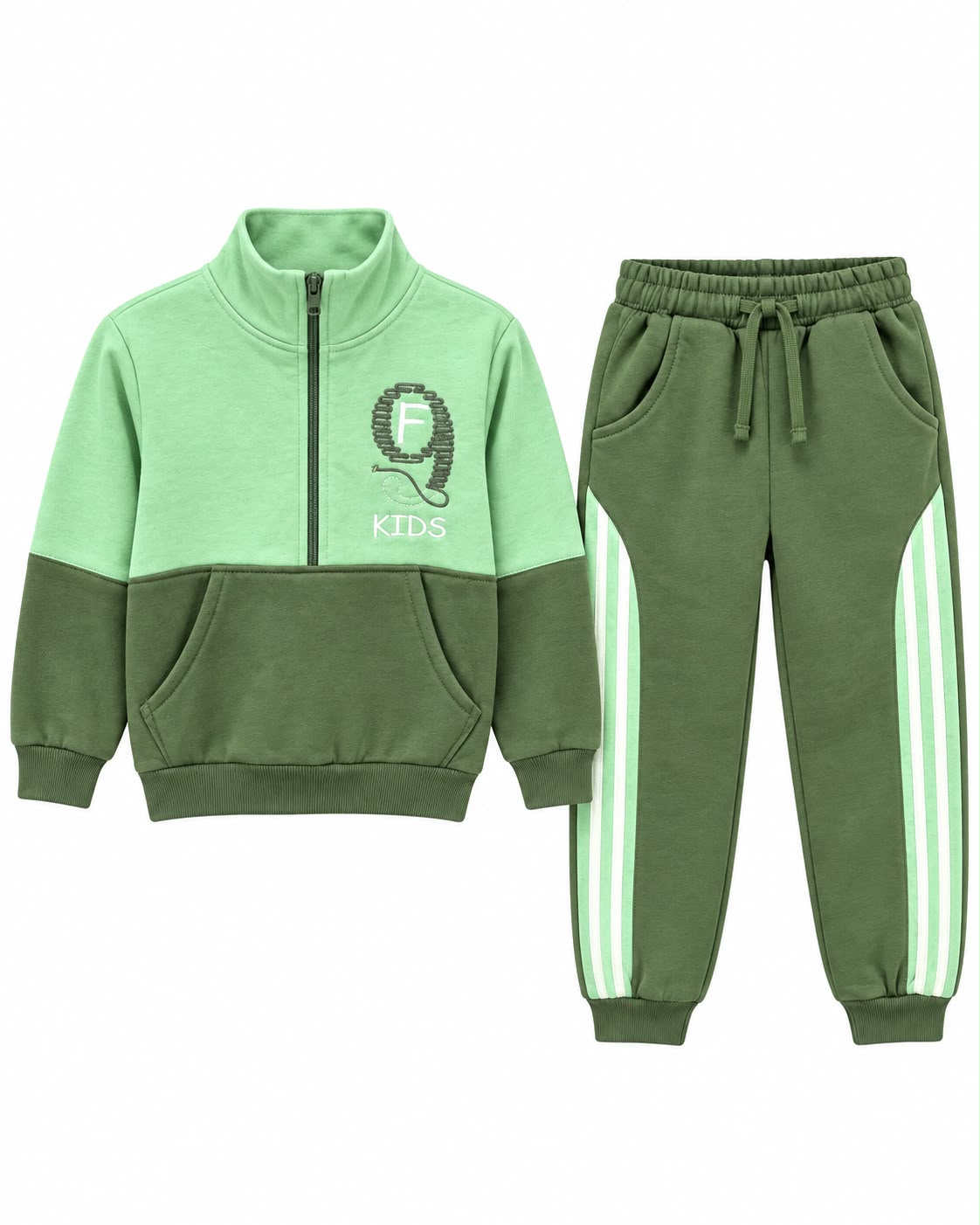 Trening baieti 2 piese cu bluza si pantaloni sport – Verde