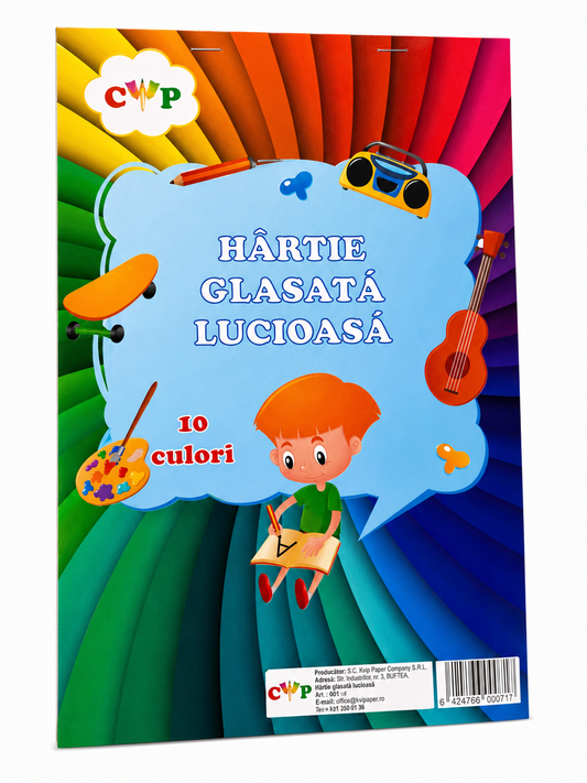 Hârtie glasată lucioasă, 10 culori