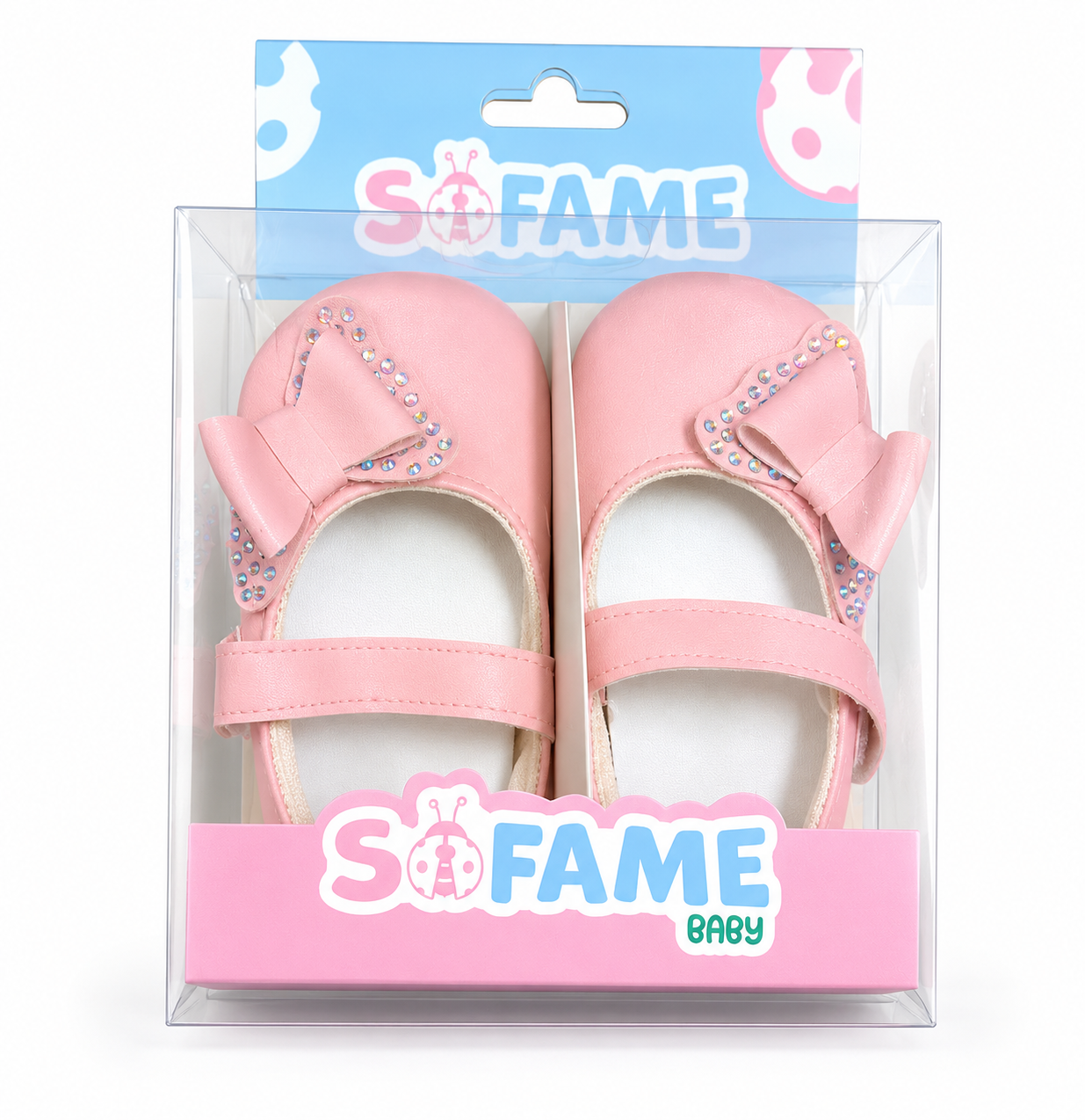 Pantofiori eleganti pentru bebelusi cu fundita si straluciri – marime 18
