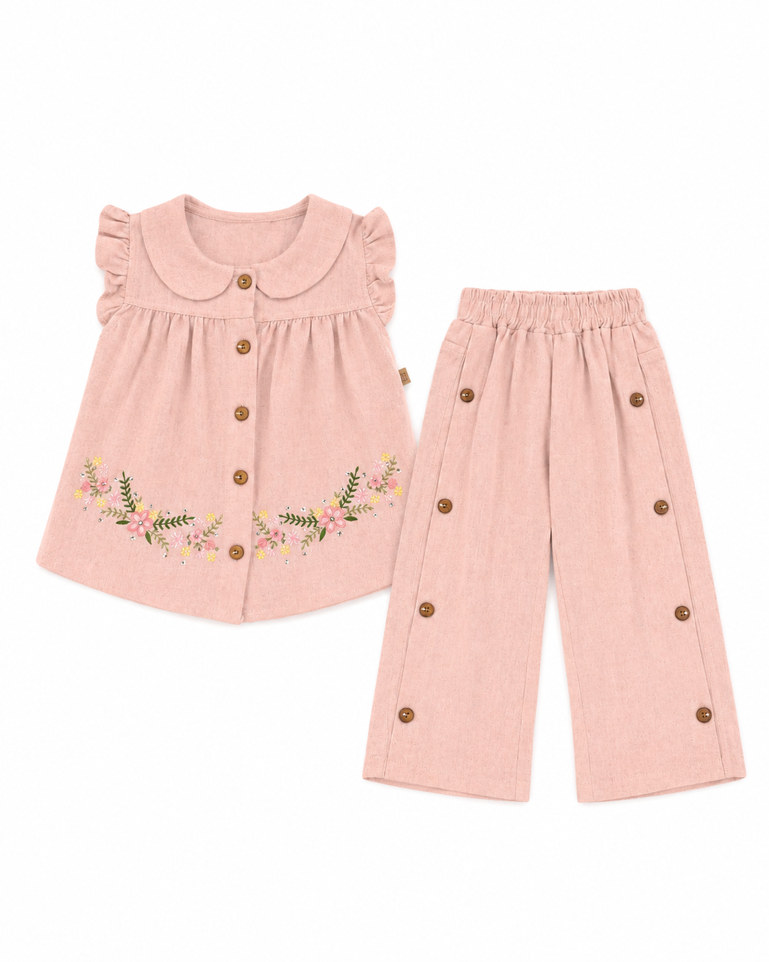 Compleu elegant pentru fetițe – bluză și pantaloni, roz pudrat