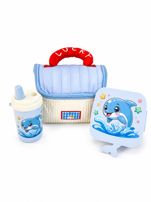 Set geantă de prânz + cutie mâncare + sticlă de apă