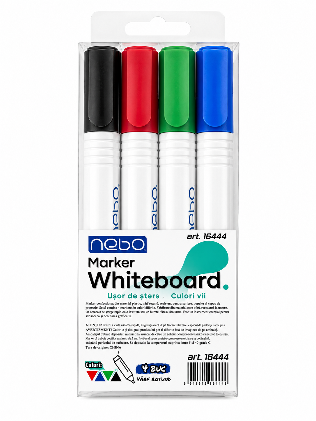 Set 4 markere pentru tabla alba Nebo Whiteboard