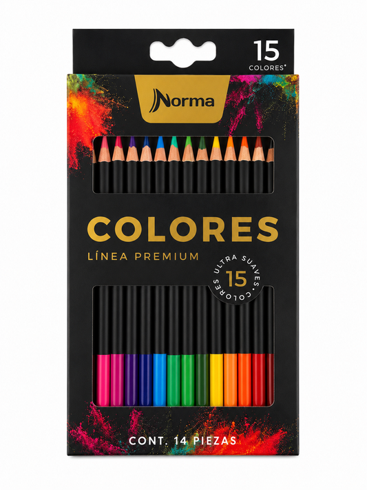 Creioane colorate premium Norma, 15 culori