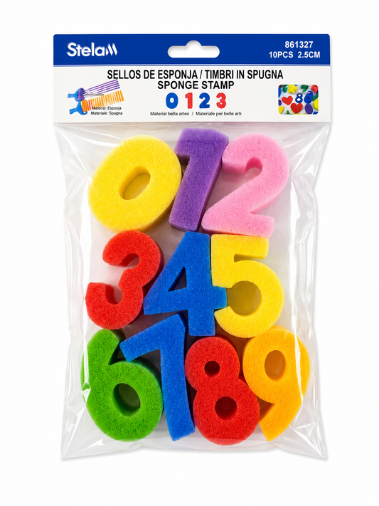 Set cifre din burete, 2,5 cm, 10 bucăți
