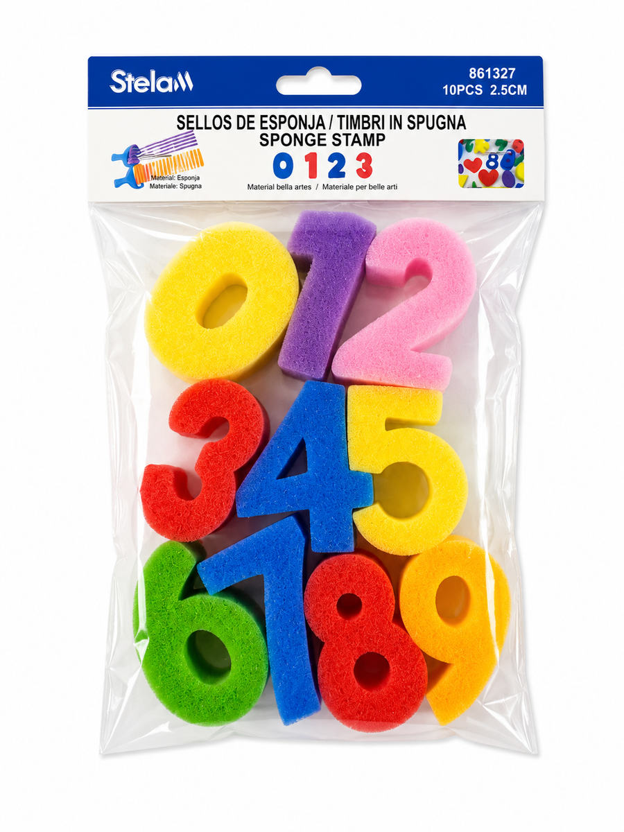 Set cifre din burete, 2,5 cm, 10 bucăți