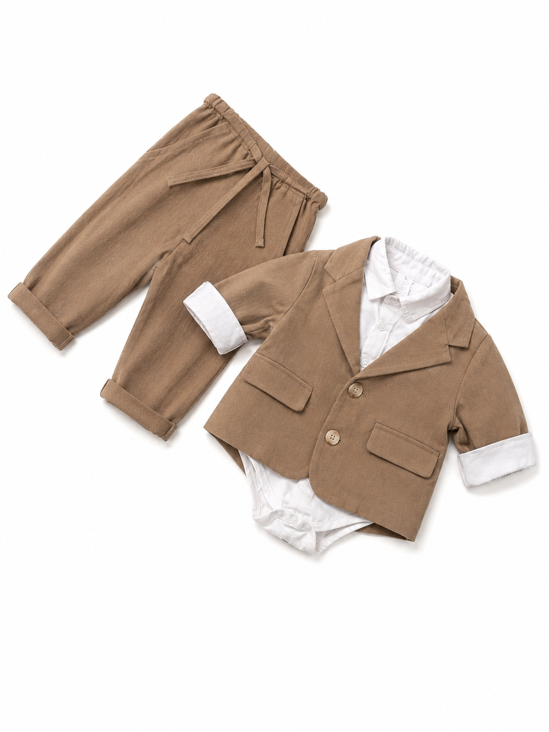 Costum elegant băieți 3 piese – Sacou, Body-Cămașă și Pantaloni