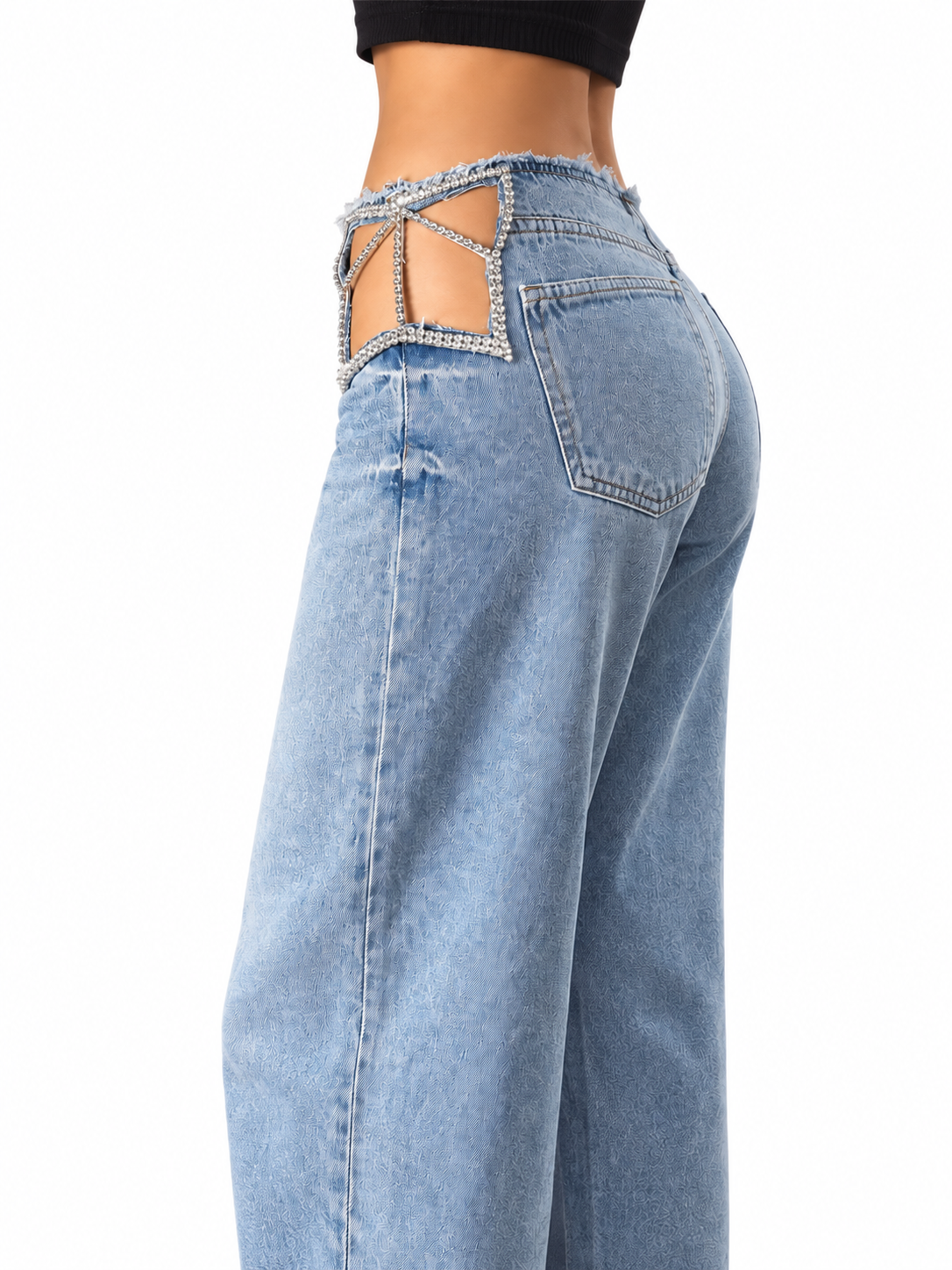 Blugi Dama Glam Cut cu Strasuri