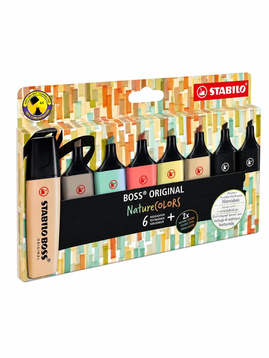 Textmarkere Stabilo BOSS Original NatureCOLORS, set 8 culori