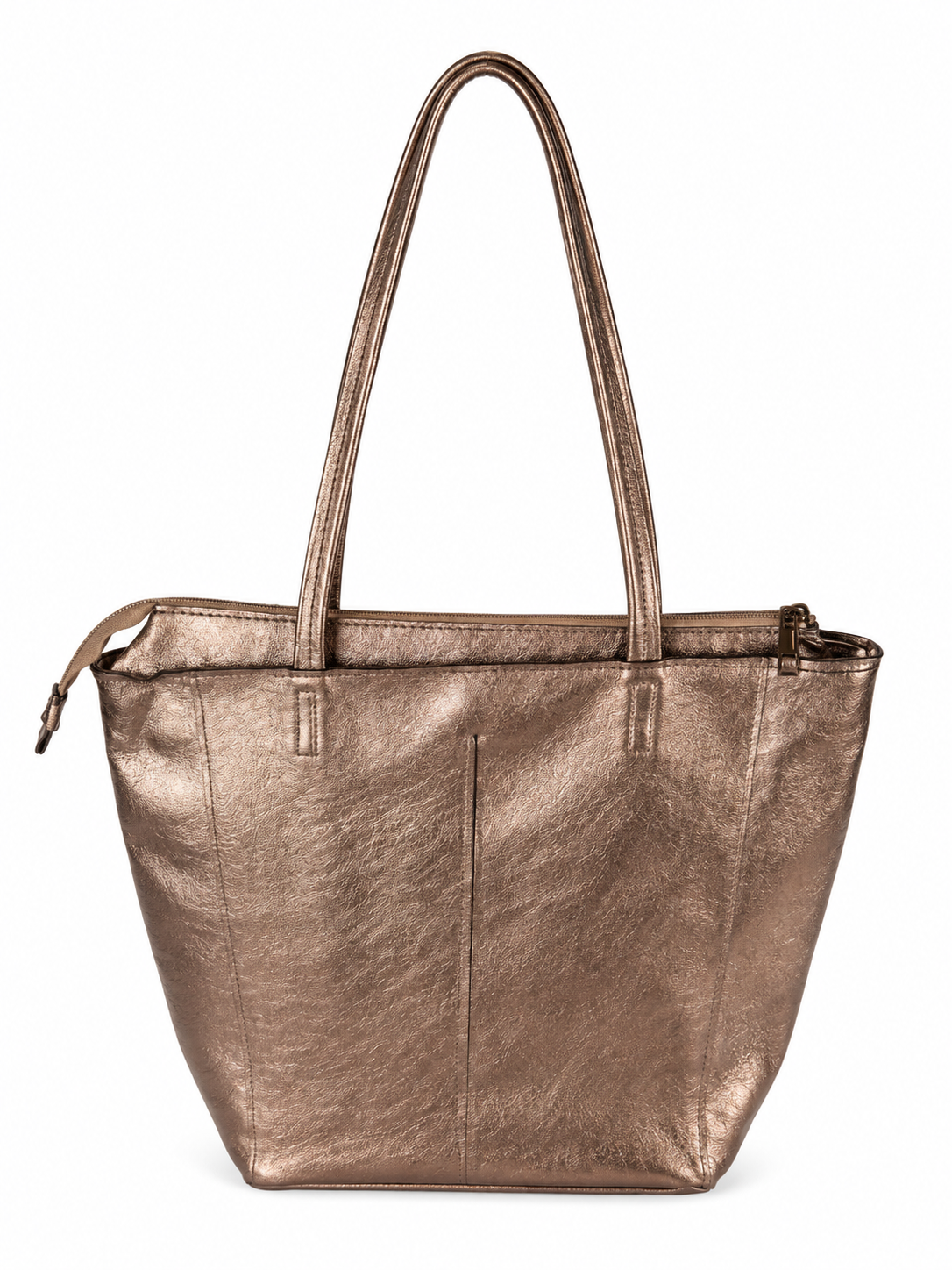 Geanta dama din piele cu portfard inclus – Bronz Metalizat