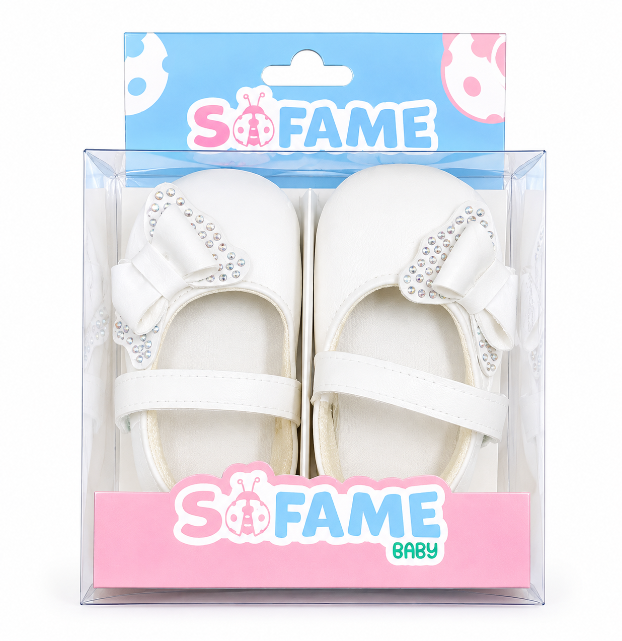 Pantofiori eleganti pentru bebelusi cu fundita si straluciri – marime 18