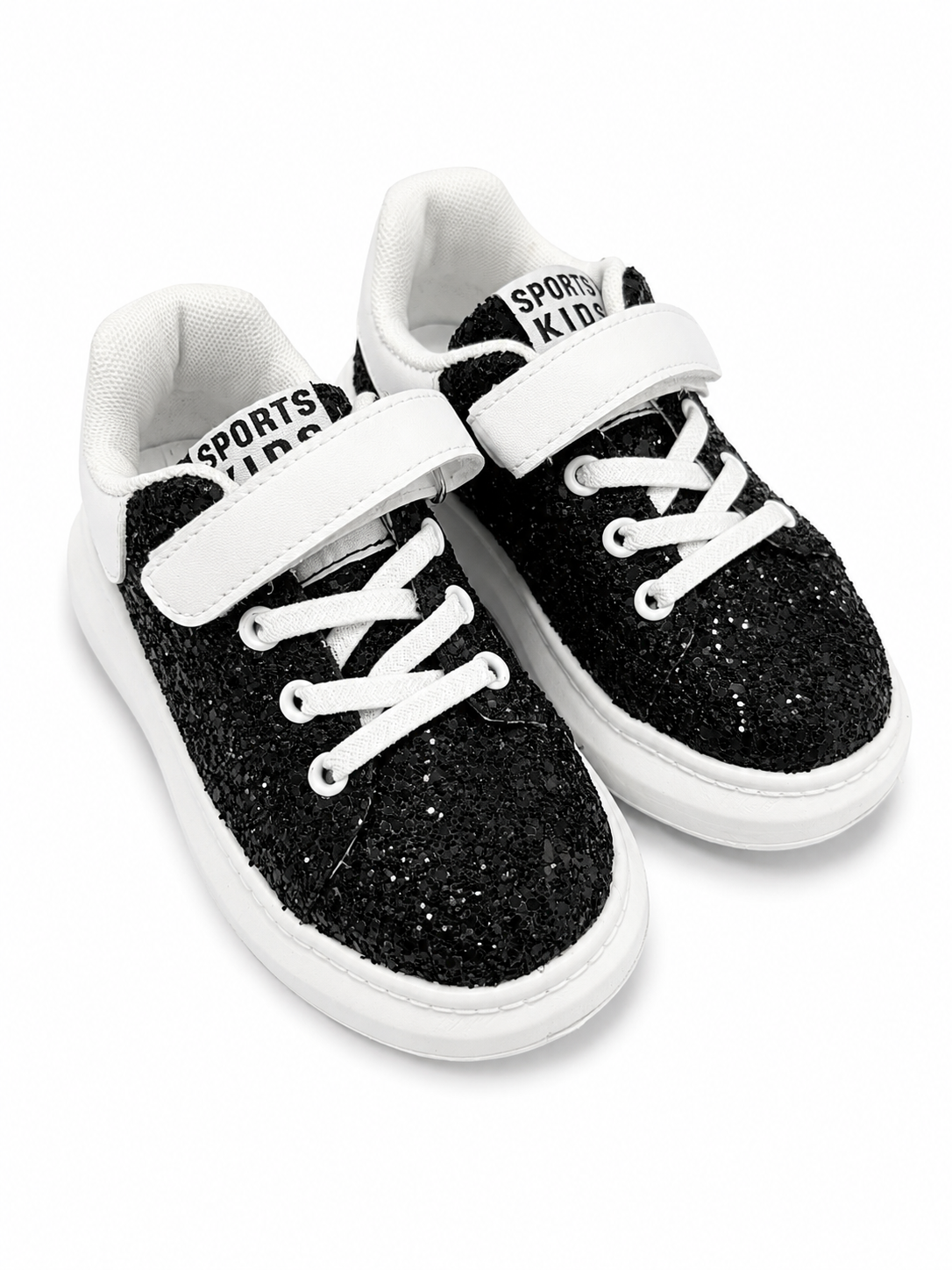 Pantofi sport cu sclipici pentru copii – Negru / Auriu / Argintiu