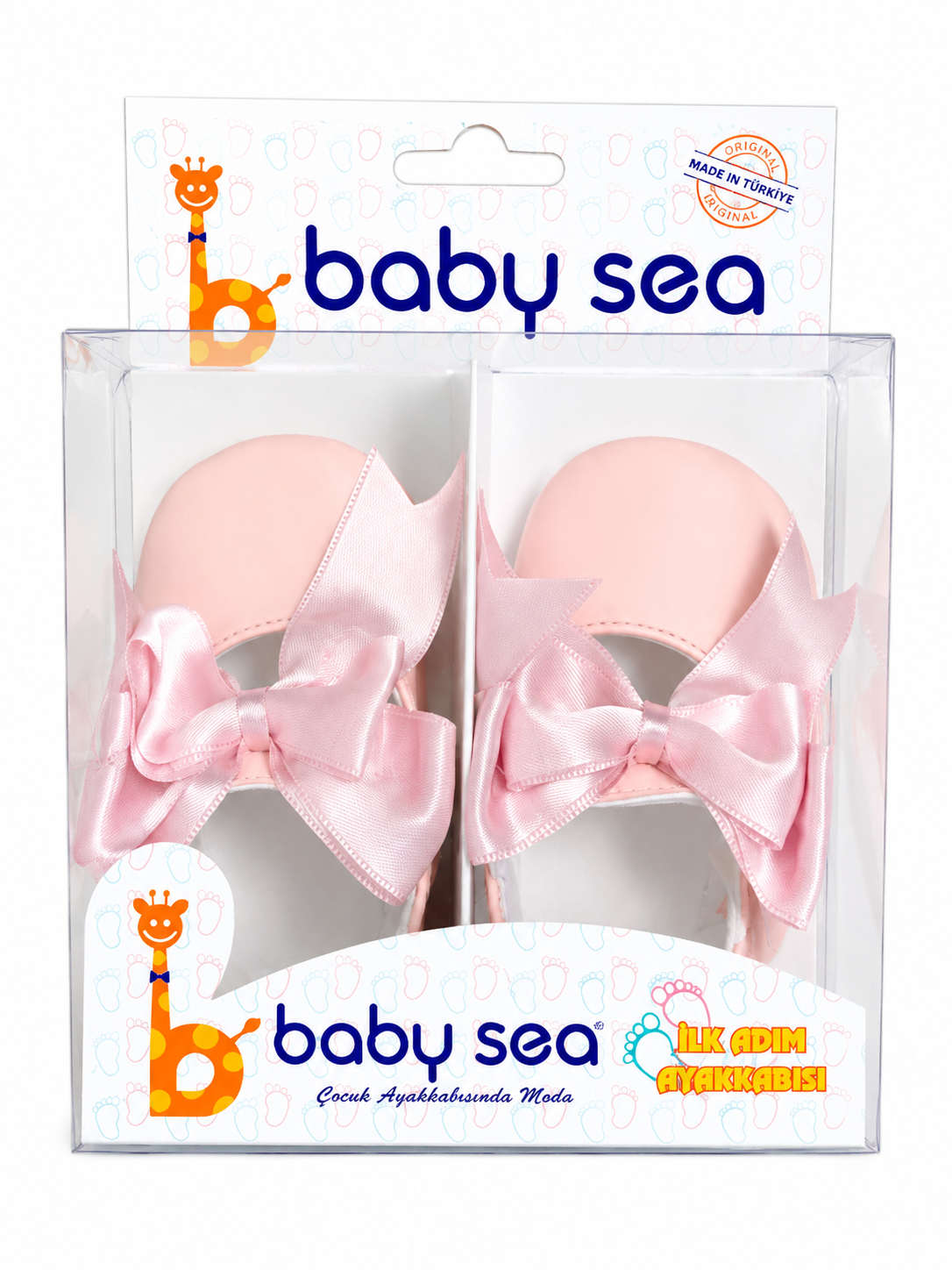 Pantofiori Baby Sea roz cu funda din dantela – Mărimea 17