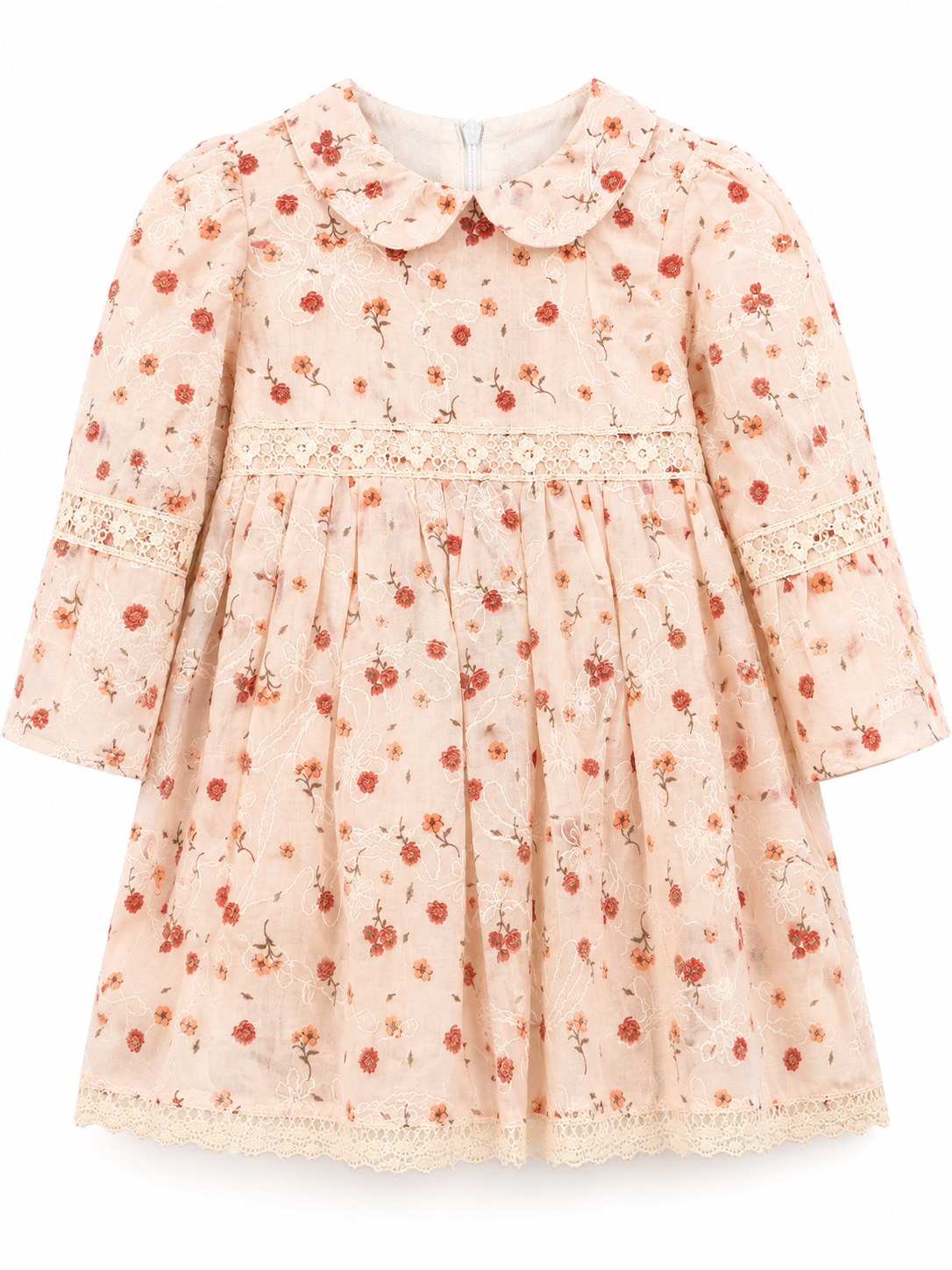 Rochie eleganta pentru fetite cu imprimeu floral – roz pudrat