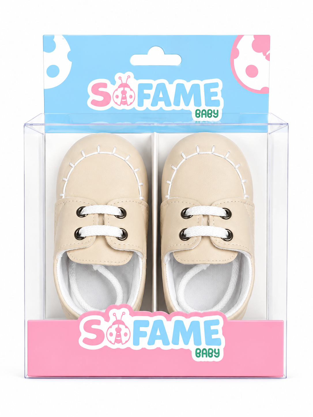 Pantofiori Sofame Baby bej cu sireturi – Marimea 17