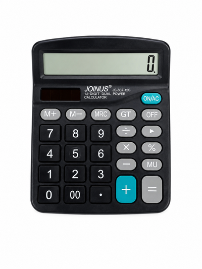 Calculator de birou DS-837B, 12 digiți, solar și baterie, negru