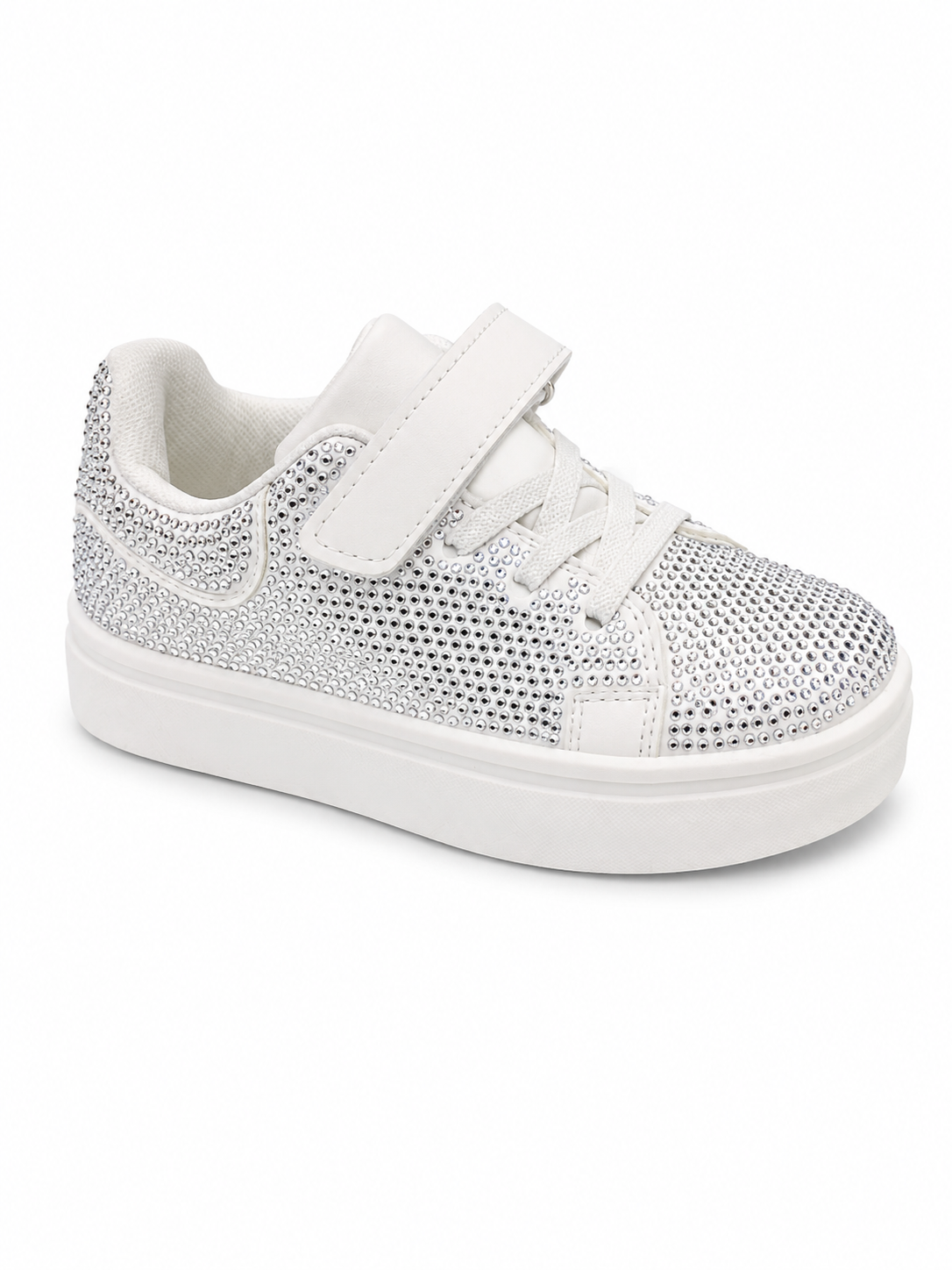 Pantofi sport pentru fete cu strasuri – Alb
