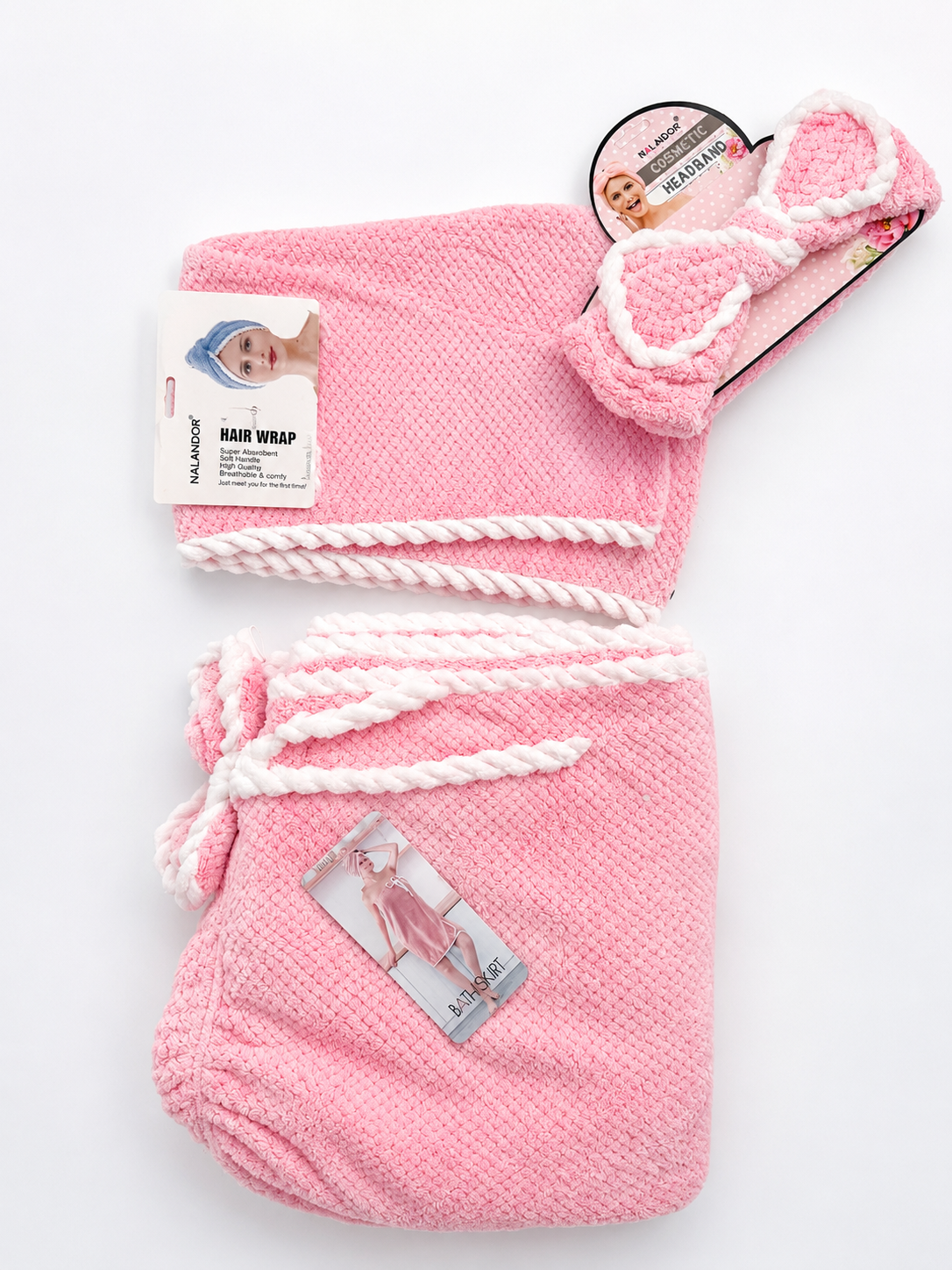 Set Prosoape Nalandor – Turban pentru Păr, Bentiță și Prosop de Corp