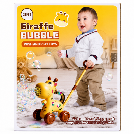 Jucărie de Împins Girafă cu Baloane de Săpun