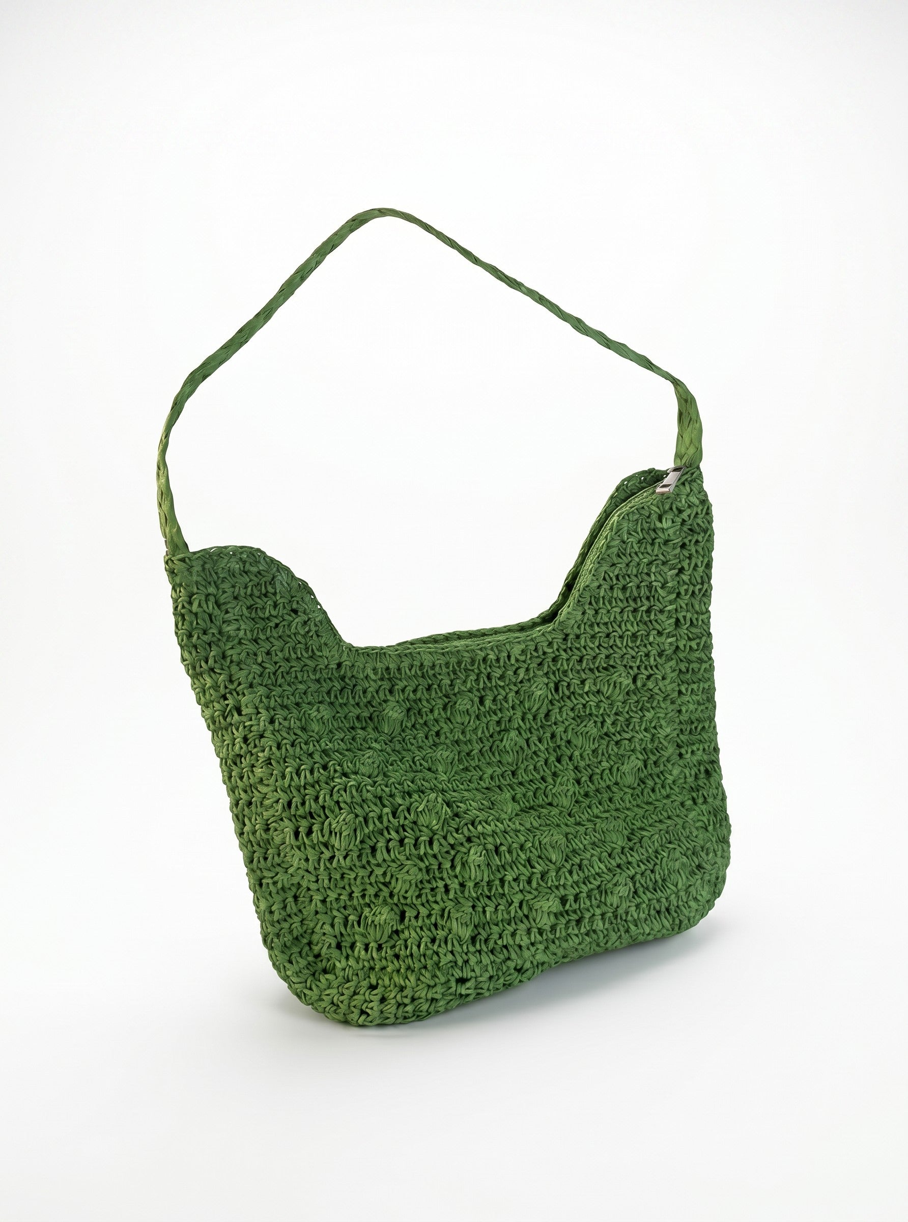 Geantă din rafie de vară, verde — detaliu
