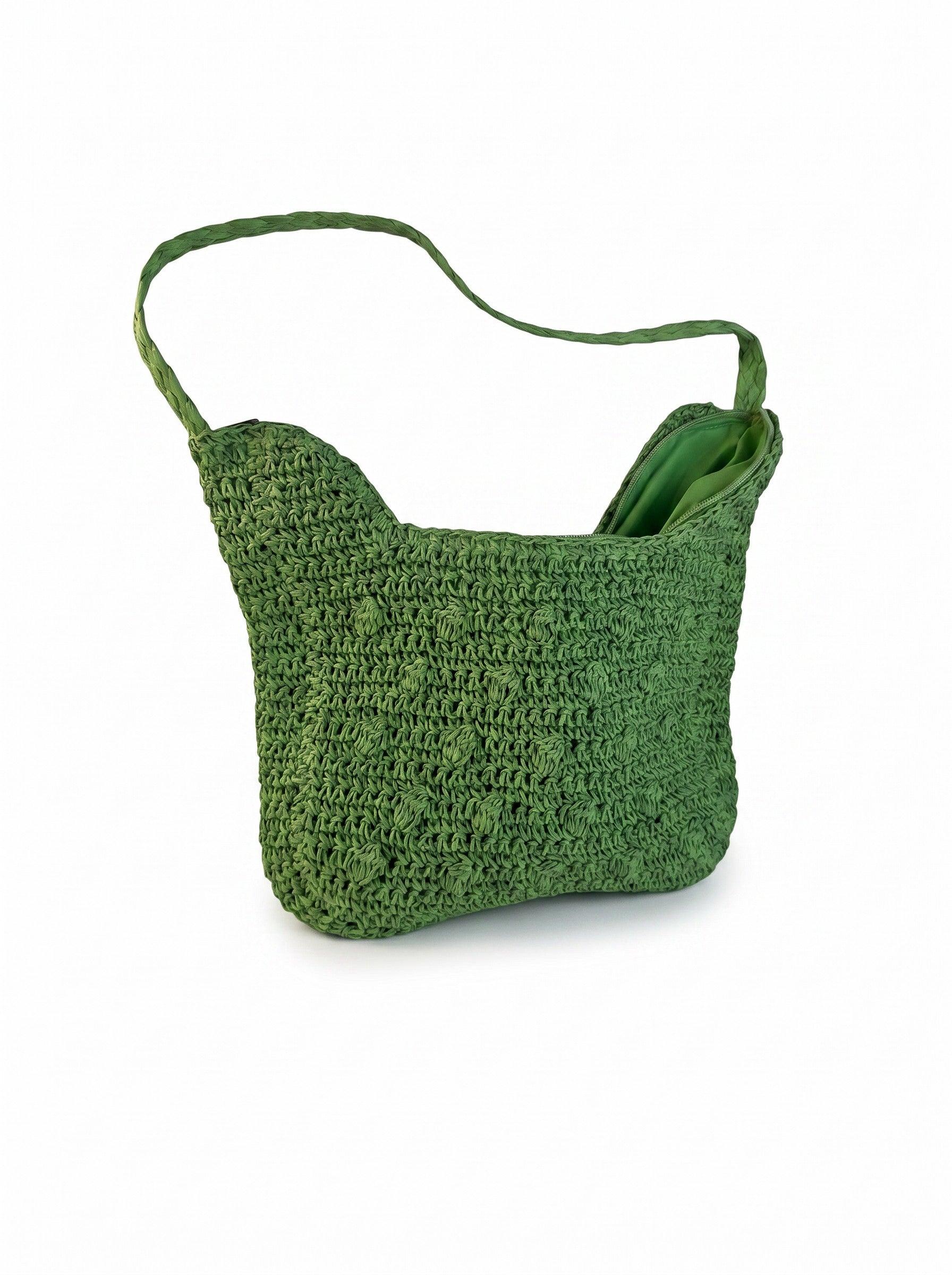 Geantă din rafie de vară, verde — altă imagine