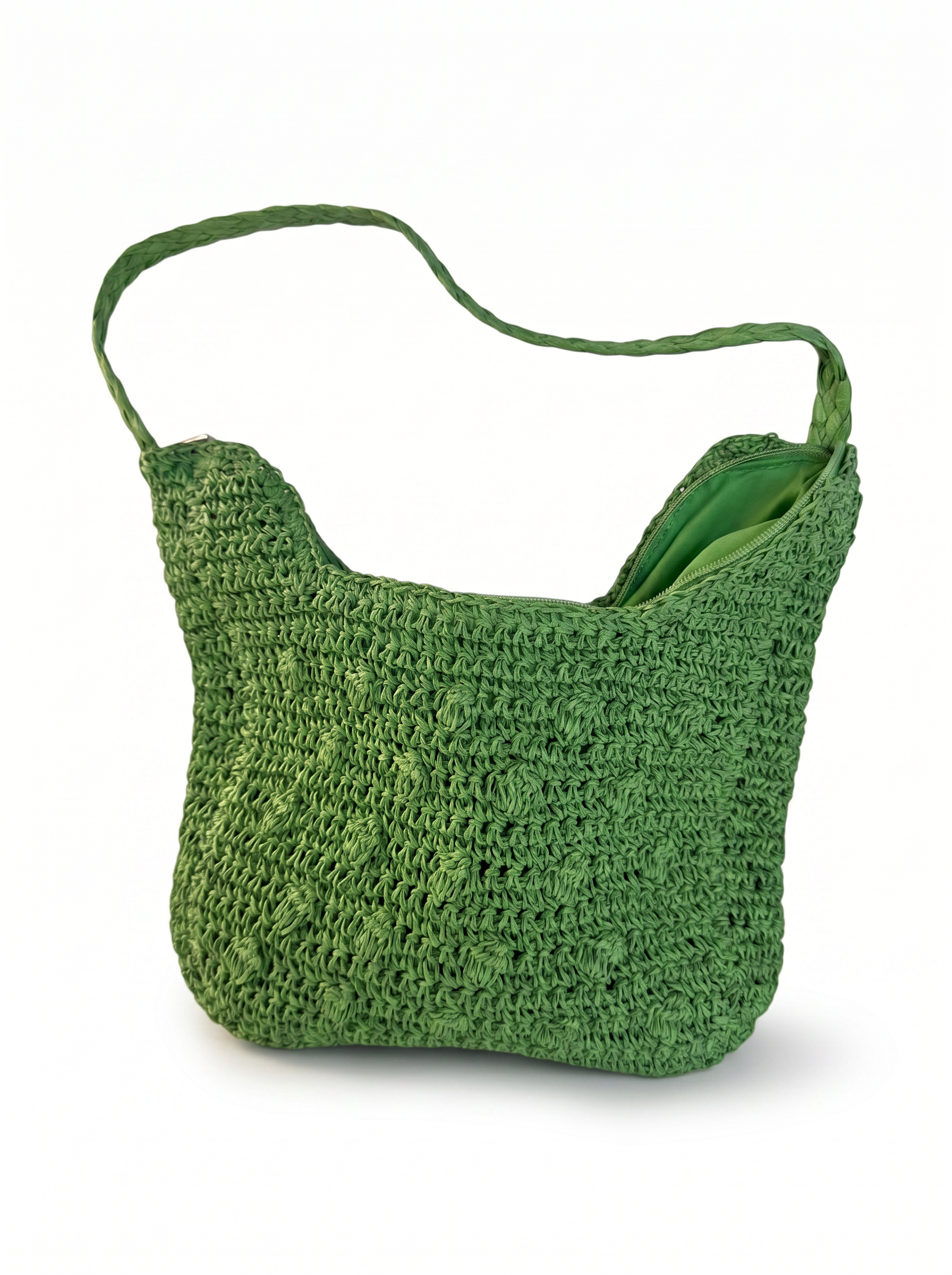 Geantă din rafie de vară, în nuanță verde