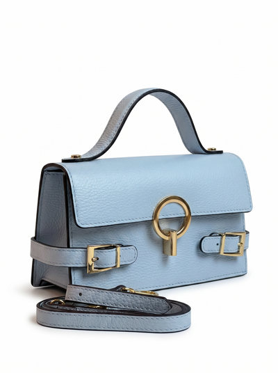 Geantă din piele naturală, cu mâner și bareta crossbody