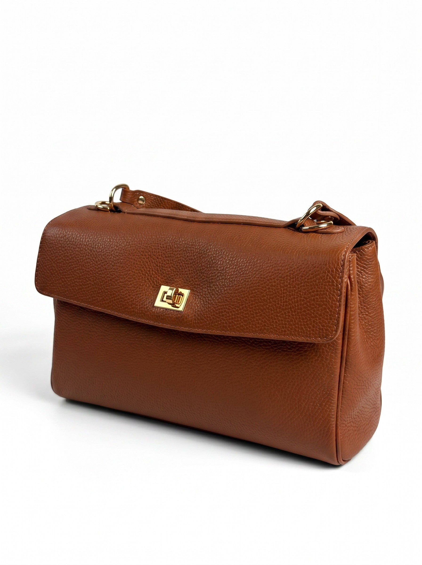 Geantă shopper din piele naturală, camel — altă imagine