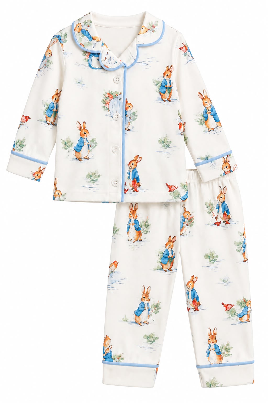 Pijama copii alba cu imprimeu iepurasi