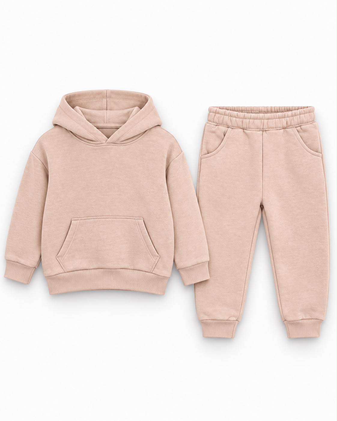 Compleu Copii 2 Piese cu Hanorac cu Gluga si Pantaloni de Trening – Bej