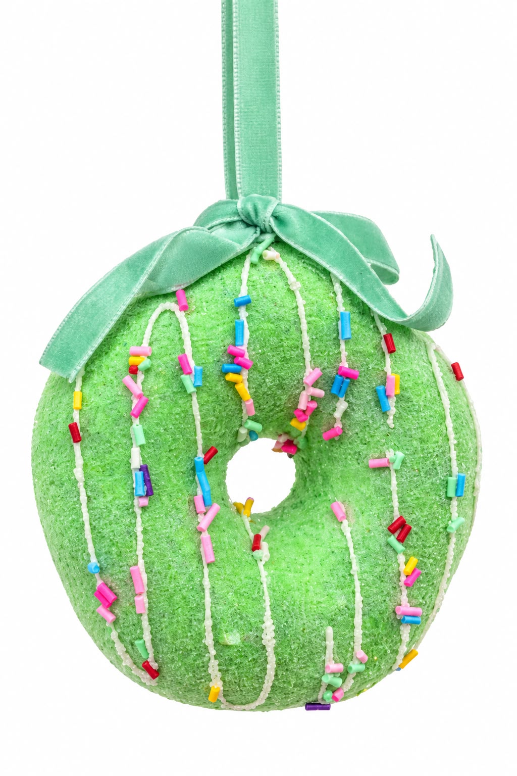 Ornament de Craciun pentru Brad in Forma de Gogosa, cu Fundita si Decoratiuni Colorate – 4 Culori