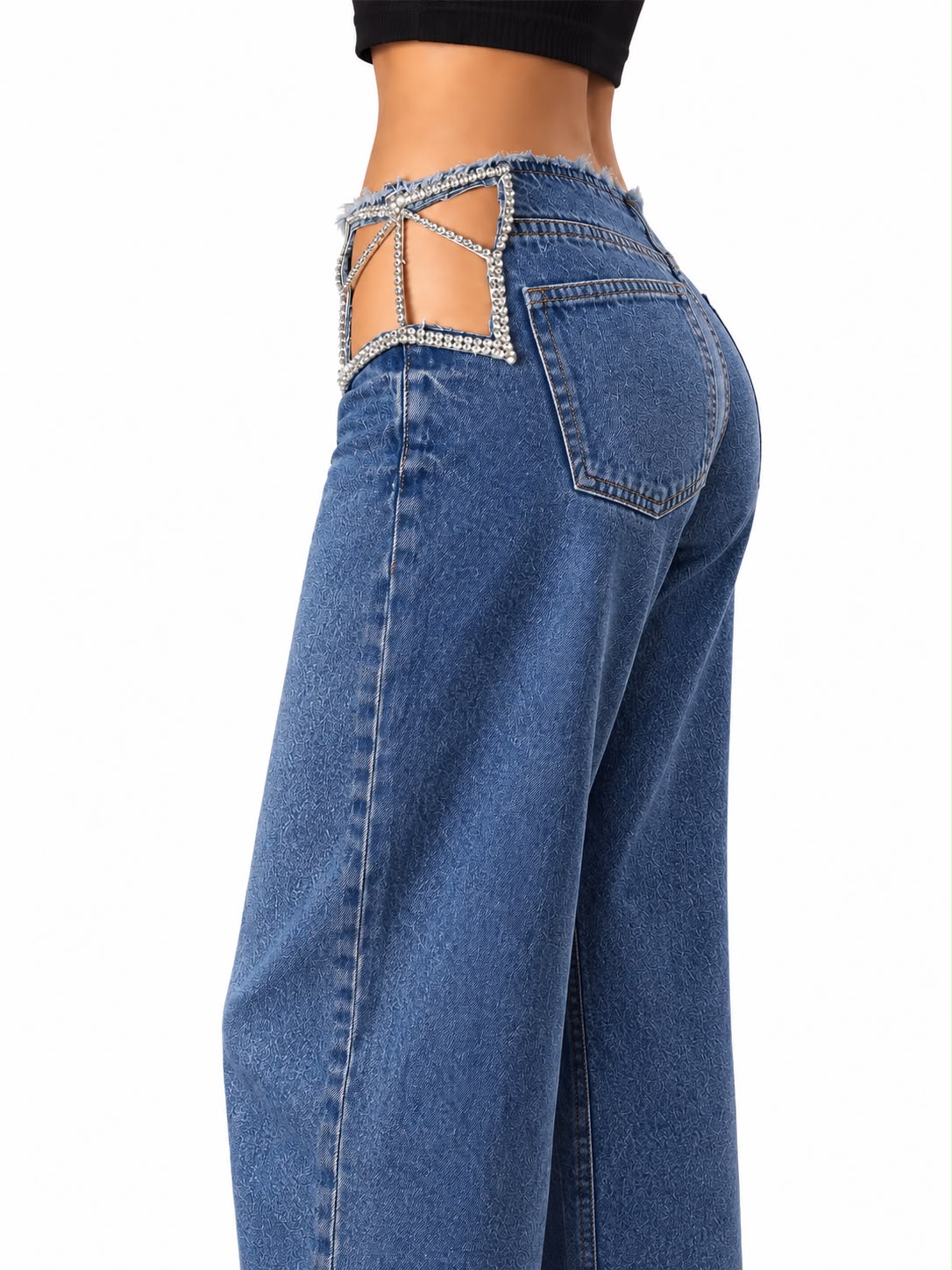 Blugi Dama Glam Cut cu Strasuri