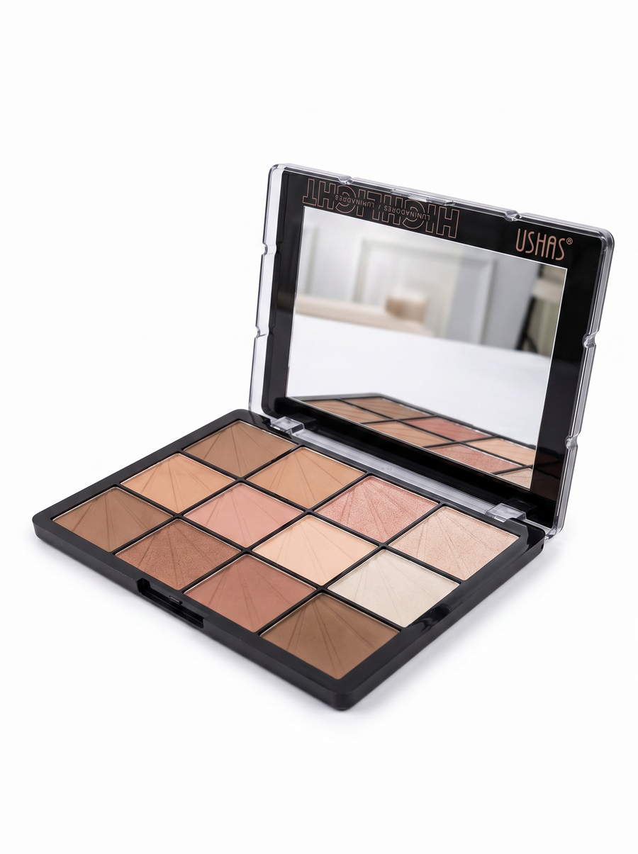 Contour & Highlight Palette, paleta contur si iluminator 8 nuante USHAS