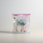 eRami 4pcs triangular powder puffs in pastel blue, green, pink, and white. Soft, comfortable, dual-use for wet or dry application.