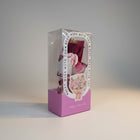 eRamis bouquet of artificial red and pink roses in a clear box with 'Love' and 'Happy every day' text.