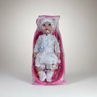eRamis baby doll in polka dot robe and hat, with pink bathtub and accessories, for imaginative play.