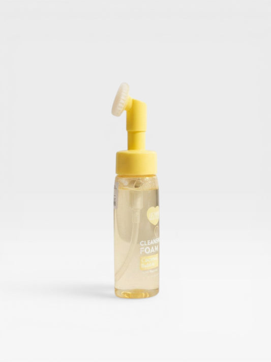 eRamis Coconut Bubble Facial Cleanser with built-in silicone brush applicator for gentle cleansing and massage.