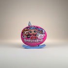 eRamis Babycorns toy with 15+ surprises inside, featuring cute unicorn babies on a pink egg-shaped package with a blue rocking base.
