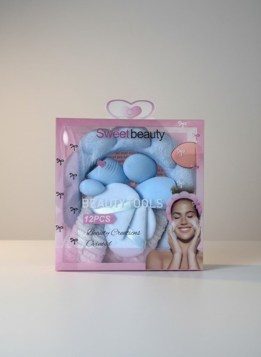 Set Beauty 12 Piese Bleu - Bentita, Bureti si Pufuri