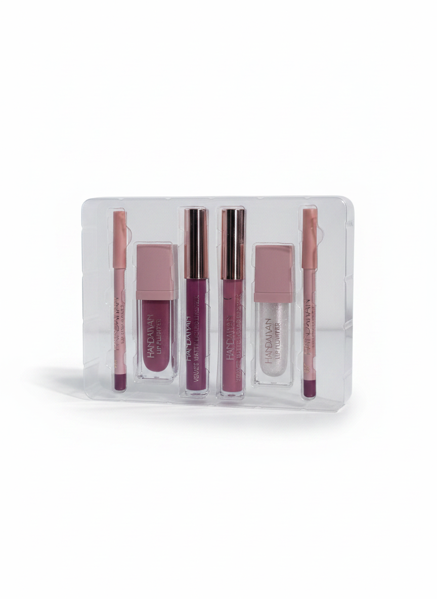 Lip Enhancing Collection, set buze 6 piese (creion contur, ruj lichid mat, lip plumper)