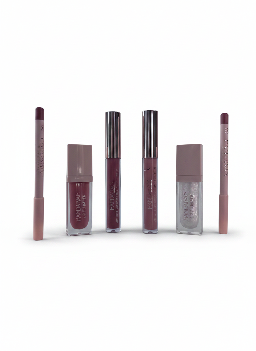 Lip Enhancing Collection, set buze 6 piese (creion contur, ruj lichid mat, lip plumper)