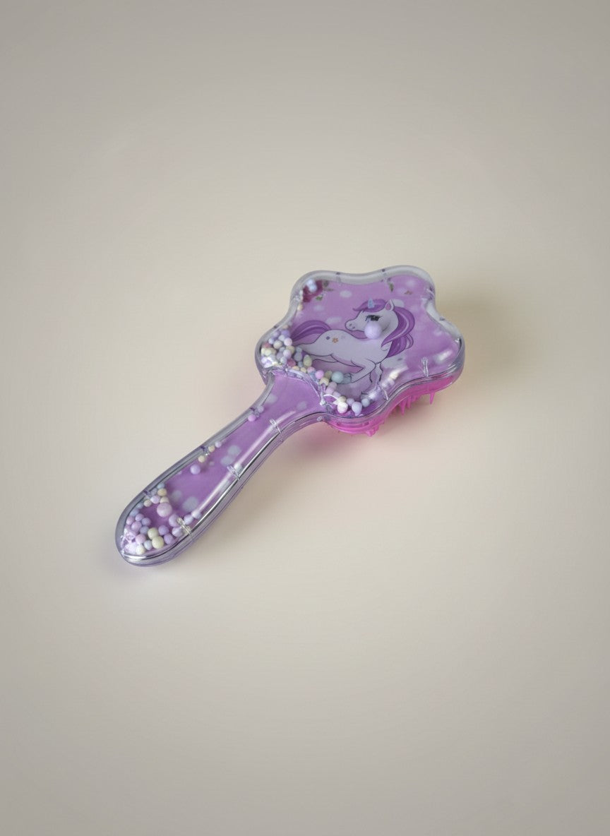 Perie de Par pentru Copii in Forma de Stea, Design Unicorn cu Bilute Colorate
