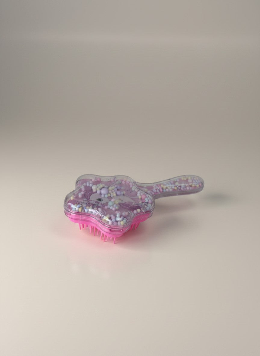 Perie de Par pentru Copii in Forma de Stea, Design Unicorn cu Bilute Colorate