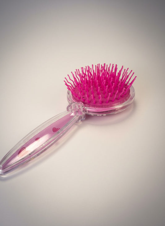 Perie de Par Rotunda pentru Fetite, Design Unicorn Roz Transparenta