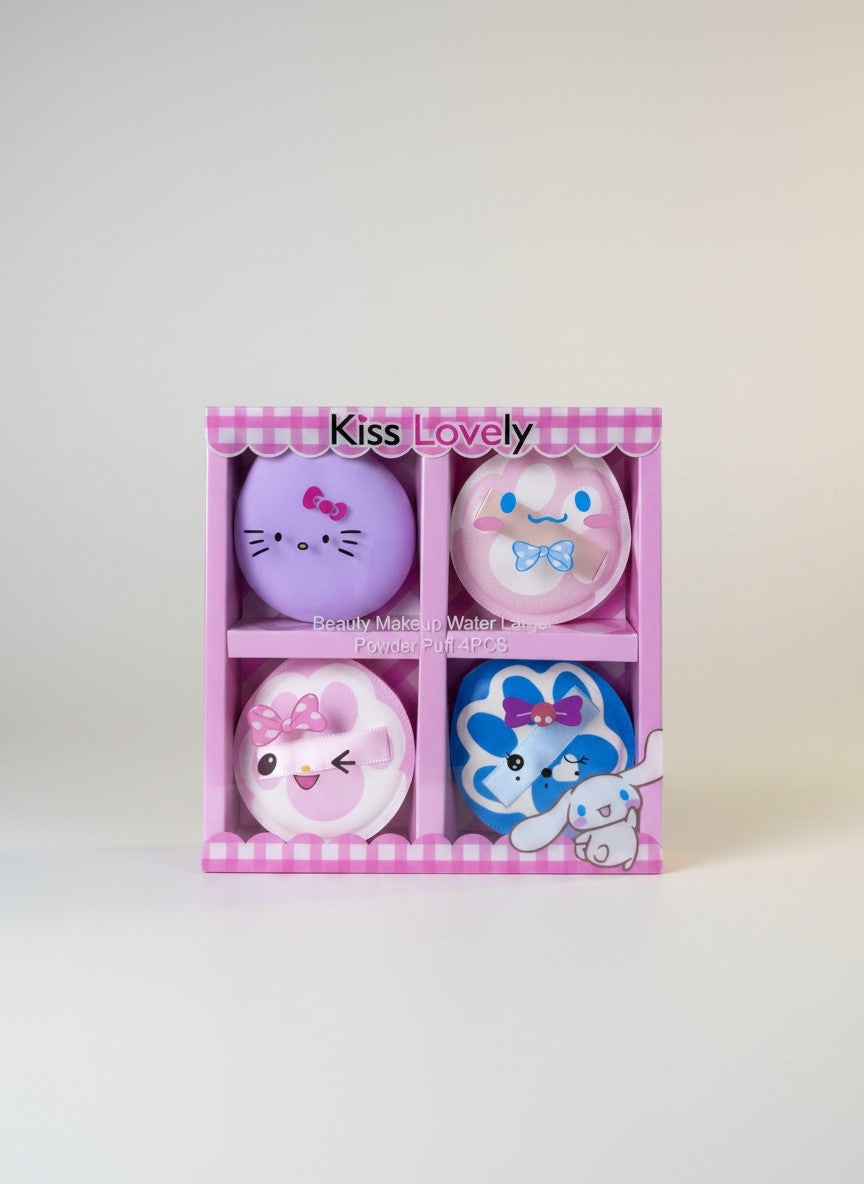Set 4 Bureti Machiaj si Pudra tip Puff - Design Adorabil