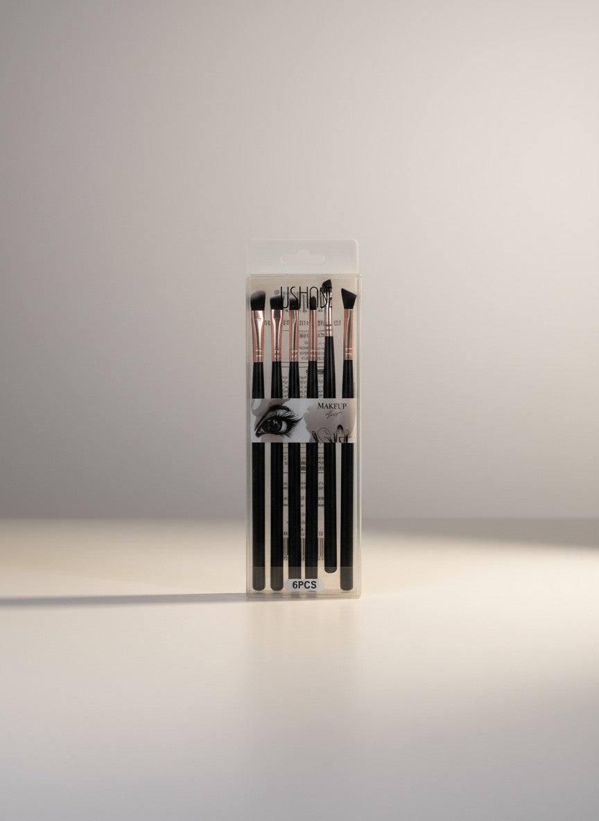 Set 6 Pensule Machiaj, Pentru Ochi si Blending, Negre