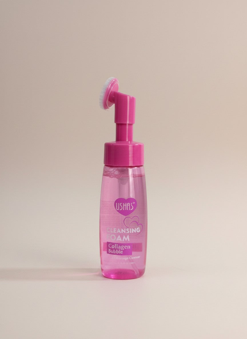Spuma de Curatare Faciala USHAS Collagen Bubble cu Perie de Masaj, 150 ml