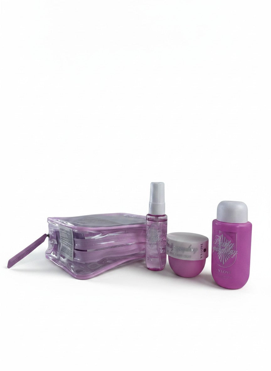 Travel Kit Fruity Symphony, set cadou corp – body mist 40 ml, gel de dus 90 ml, crema de corp 50 ml